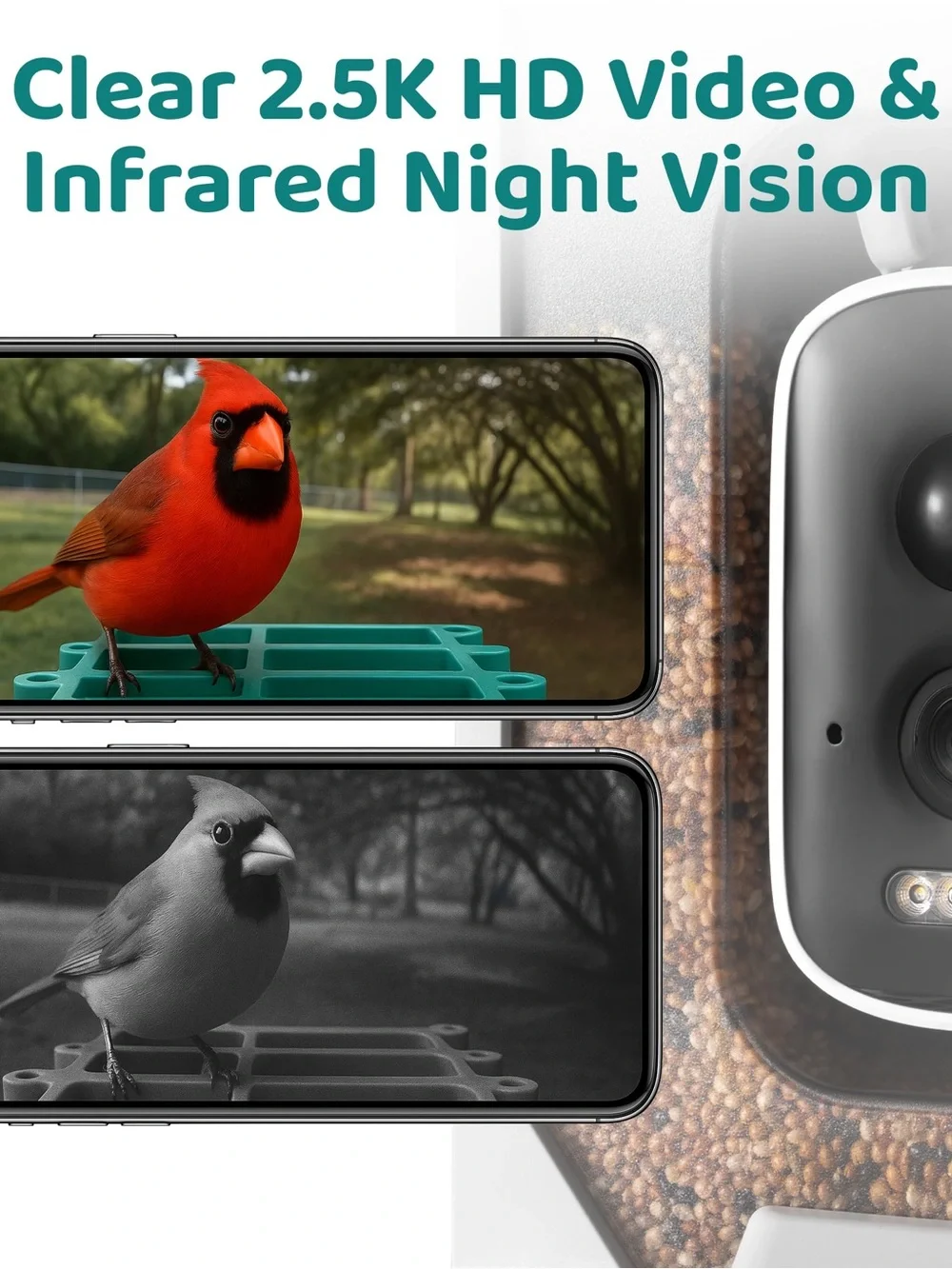 Happy Birdy Smart Bird Feeder 2.5K Camera Solar AI Bird Recognition WiFi
